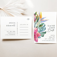 Colourful Tropical Floral | Save The Date Postcard