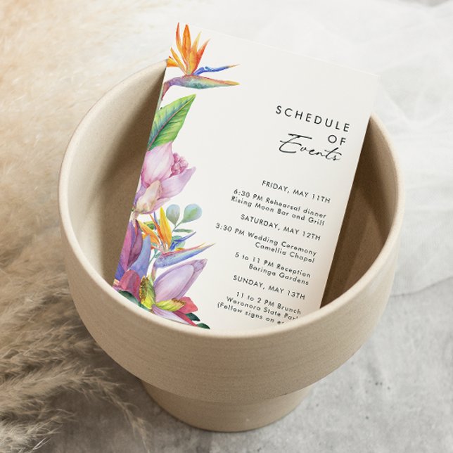 Colourful Tropical Floral | Schedule of Events Enclosure Card (Creator Uploaded)