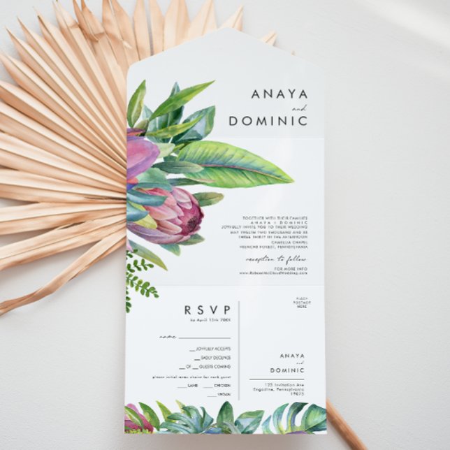 Colourful Tropical Floral | Seal And Send All In One Invitation (Creator Uploaded)