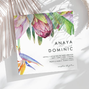 Colourful Tropical Floral   Square Wedding Invitation