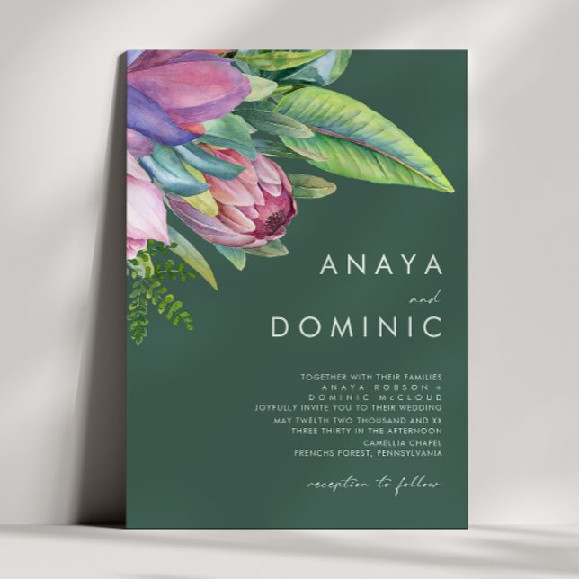 Colourful Tropical Floral Traditional Green Weddin Invitation (Creator Uploaded)