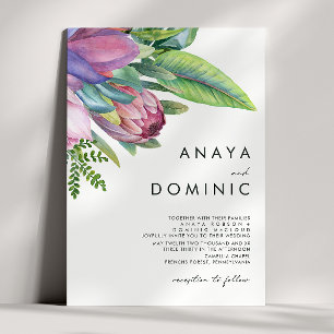 Colourful Tropical Floral Traditional Wedding Invitation