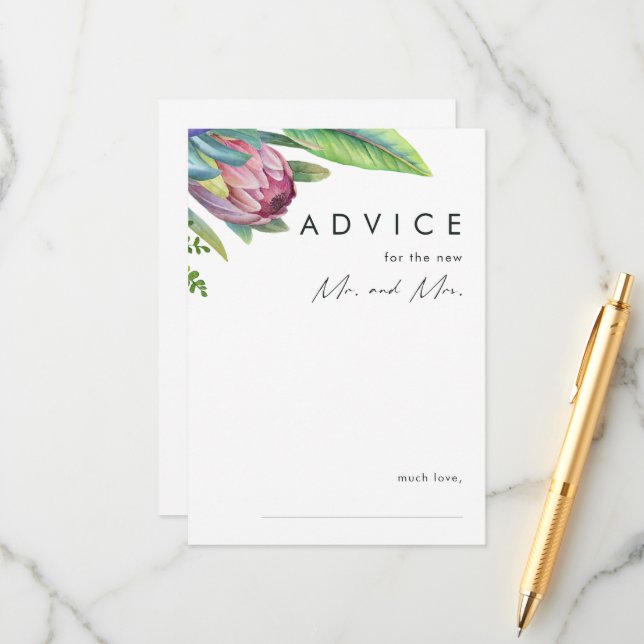 Colourful Tropical Floral Wedding Advice Card (Front/Back In Situ)