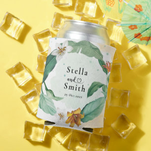 Colourful Tropical Floral Wedding Can Cooler