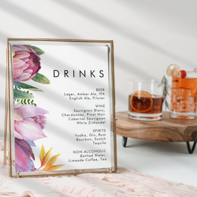 Colourful Tropical Floral Wedding Drinks Sign (Creator Uploaded)