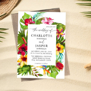 Colourful Tropical Floral Wedding Invitation
