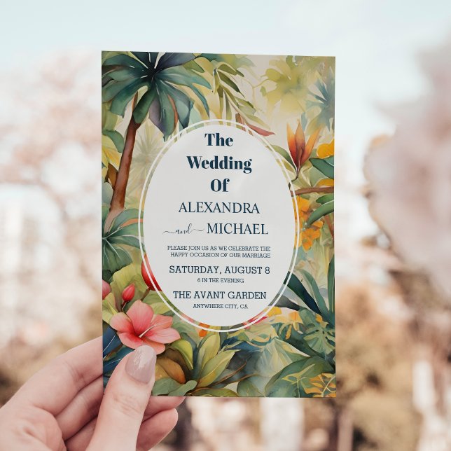Colourful Tropical Floral Wedding Invitation (Creator Uploaded)