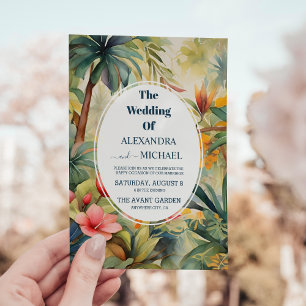 Colourful Tropical Floral Wedding Invitation