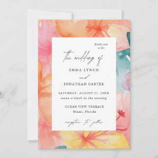 Colourful Tropical Floral Wedding Invitation