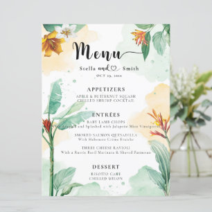 Colourful Tropical Floral Wedding Menu