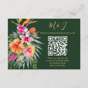 Colourful Tropical Floral Wedding QR Code Details Enclosure Card