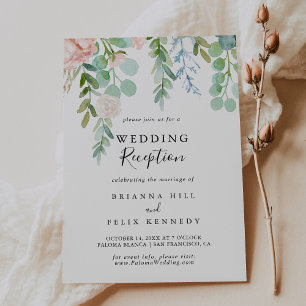 Colourful Tropical Floral Wedding Reception Invitation