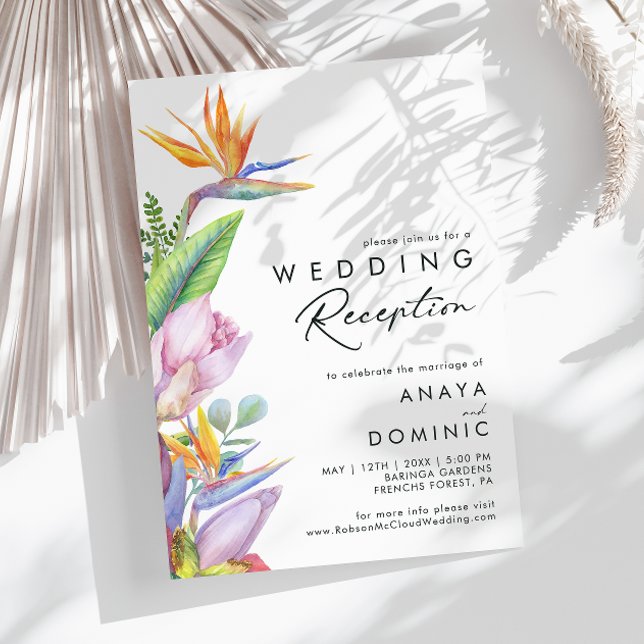 Colourful Tropical Floral | Wedding Reception Invitation (Creator Uploaded)