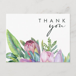 Colourful Tropical Floral Wedding Thank You Postcard
