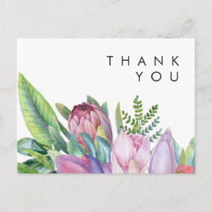 Colourful Tropical Floral   Wedding Thank You Postcard