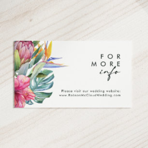 Colourful Tropical Floral   Wedding Website Enclosure Card