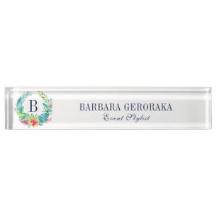 Colourful Tropical Floral Wreath Nameplate