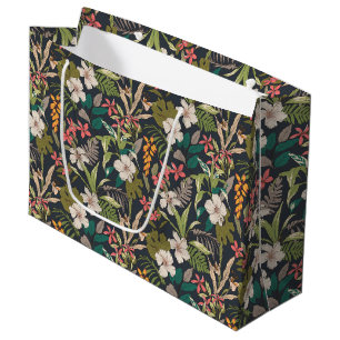 Colourful Tropical Flower Pattern Large Gift Bag