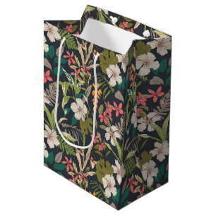 Colourful Tropical Flower Pattern Medium Gift Bag