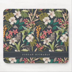 Colourful Tropical Flower Pattern Mouse Mat