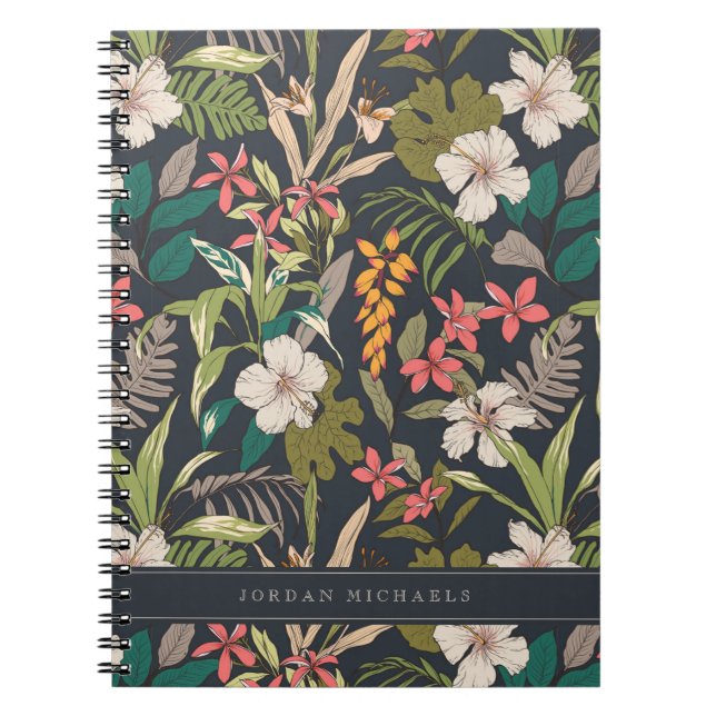 Colourful Tropical Flower Pattern Notebook (Front)