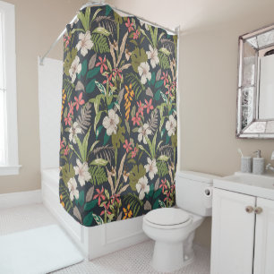 Colourful Tropical Flower Pattern Shower Curtain