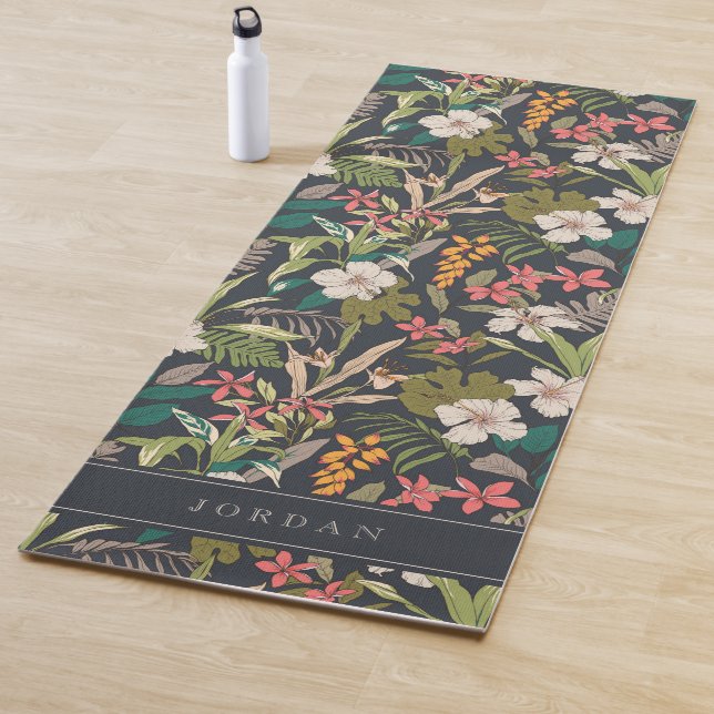 Colourful Tropical Flower Pattern Yoga Mat (In Situ)