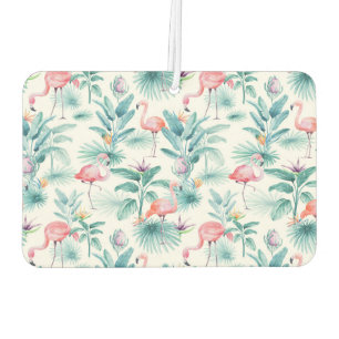 Colourful tropical flowers and flamingos pattern car air freshener