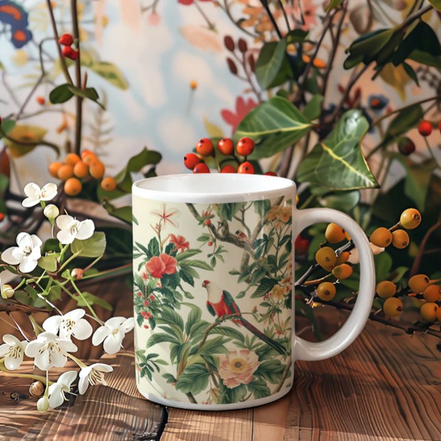 Colourful Tropical Flowers Birds Coffee Mug (Creator Uploaded)