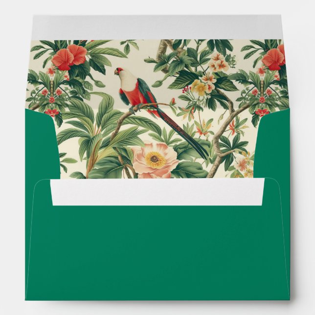 Colourful Tropical Flowers Birds Envelope (Back (Bottom))