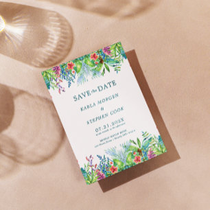 Colourful Tropical Flowers Border Invitation