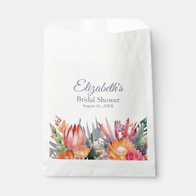 Colourful Tropical Flowers Bridal Shower Favour Bags (Front)