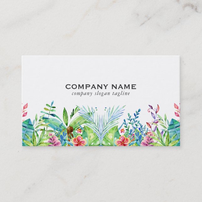 Colourful Tropical Flowers Design Business Card (Front)