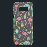 Colourful Tropical Flowers & Flamingos Pattern Uncommon Samsung Galaxy S8 Plus Case<br><div class="desc">Colourful tropical flowers pineapple,  cactus and pink flamingo pattern . Changeable black background.</div>