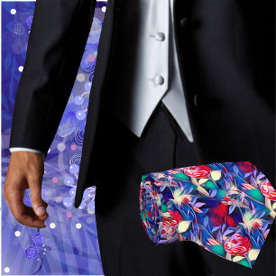 Colourful Tropical Flowers Floral Artistic Neck Ti Tie