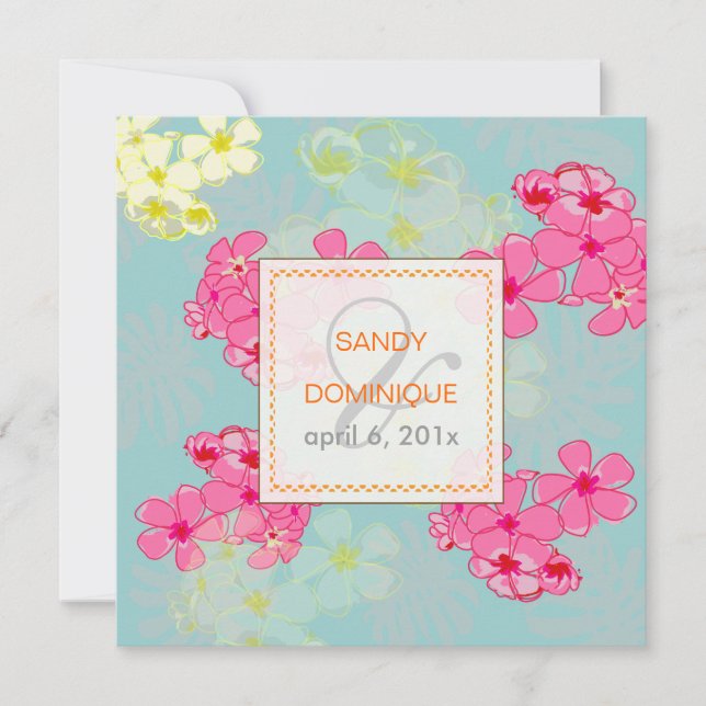 Colourful tropical flowers/foliage Invitaitons Invitation (Front)