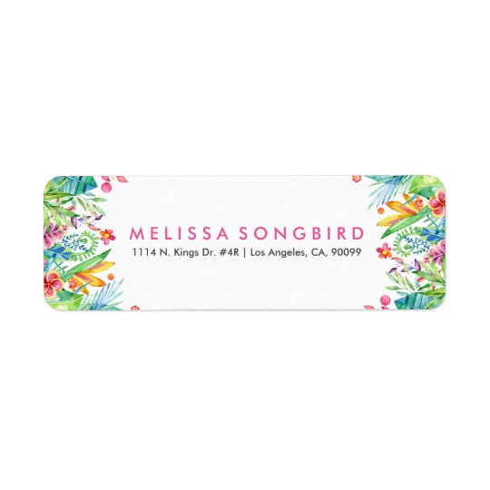 Colourful Tropical Flowers Frame Return Address Label