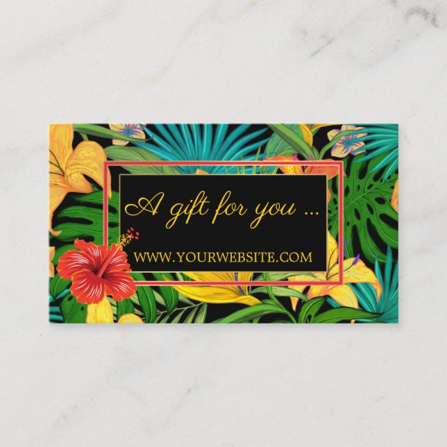 Colourful Tropical Flowers Gold Gift Certificate (Front)