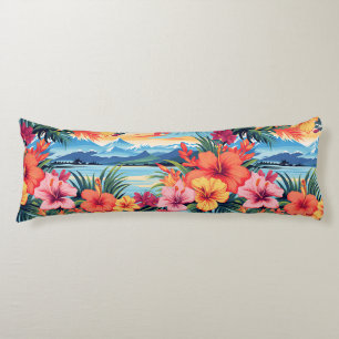 Colourful Tropical Flowers & Landscape Body Cushion