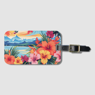 Colourful Tropical Flowers & Landscape Luggage Tag