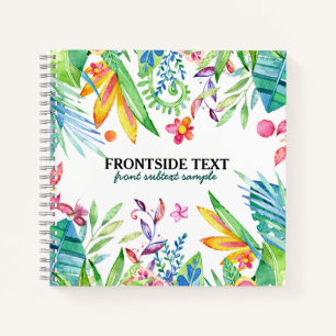 Colourful Tropical Flowers & Leafs Design Binder Notebook