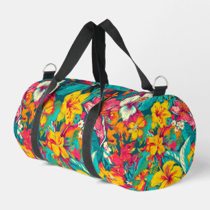 Colourful tropical flowers pattern duffle bag