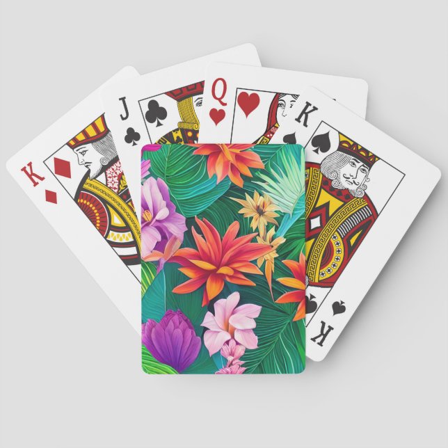 Colourful Tropical Flowers Pattern  Playing Cards (Back)