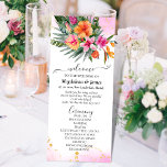Colourful Tropical Flowers Pink Orange Wedding Programme<br><div class="desc">This colourful tropical wedding design is perfect for couples who are planning a summer, beach or destination wedding. Program features a beautiful and vibrant watercolor design with tropical flowers in shades of pink and orange, reminiscent of a gorgeous island paradise, it is accented with faux gold glitter elements that add...</div>