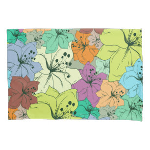 Colourful Tropical Flowers Seamless Pattern Pillowcase
