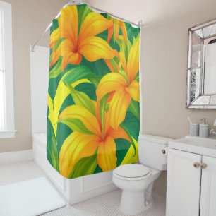 Colourful Tropical Flowers Shower Curtain