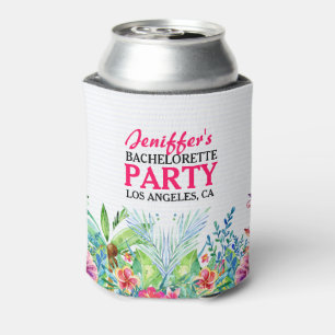 Colourful Tropical Flowers Watercolors Can Cooler
