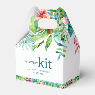 Colourful tropical flowers watercolors favour box