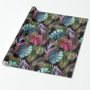 Colourful Tropical Foliage Botanical Pattern Wrapping Paper