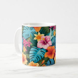 Colourful Tropical Foliage Pattern Coffee Mug